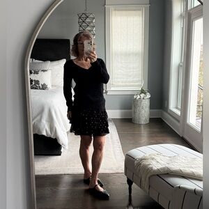 Women's V neck marled cotton textured Sweater M